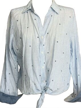 NWOT Izod Striped Star Tie Front Button Up Shirt